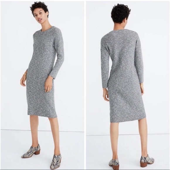 Madewell Gray Sweater Midi Dress Size S Cotton Blend Long Sleeves Stretch - Picture 1 of 7